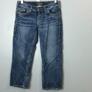 Silver Jeans Aiko Womens Distressed Capris Sz 26